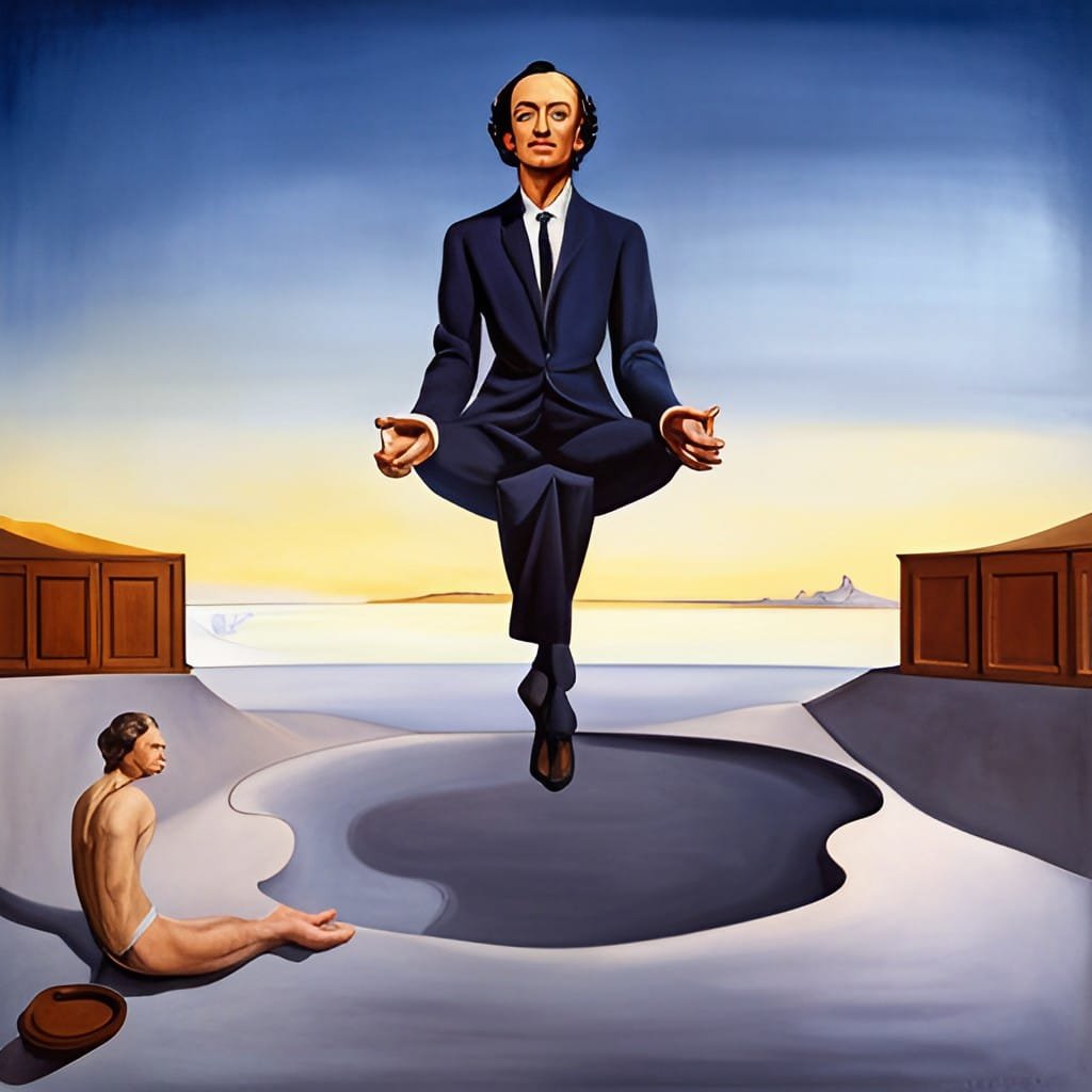 Méditation - Style Salvador Dali AI - avantages et pièges du perfectionnisme - xavier coach anti procrastination