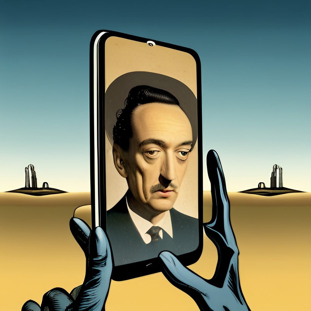 Smartphone - Xavier Coach Anti Procrastinationcréation IA Jasper style Salvador Dali